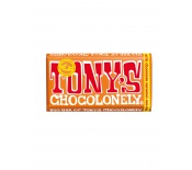 TONY'S CHOCOLONELY FAIRTRADE MILKCHOCOLATE WITH AT LEAST 32% CACAO SOLIDS AND CARAMEL AND SEASALT MADE IN BELGIUM 240G